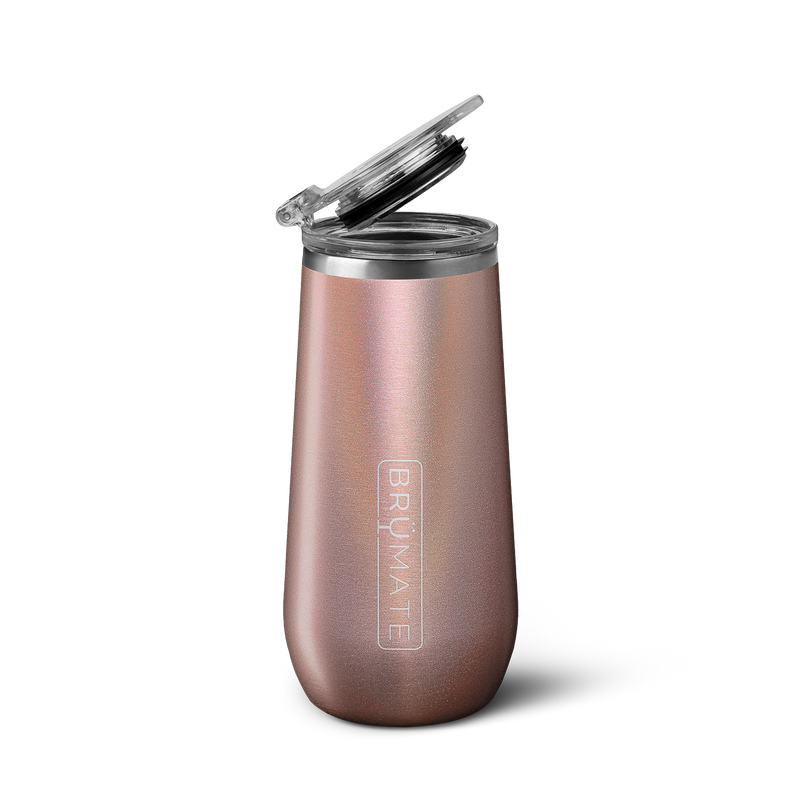 Champagne Flute | Glitter Rose Gold | 12oz U0